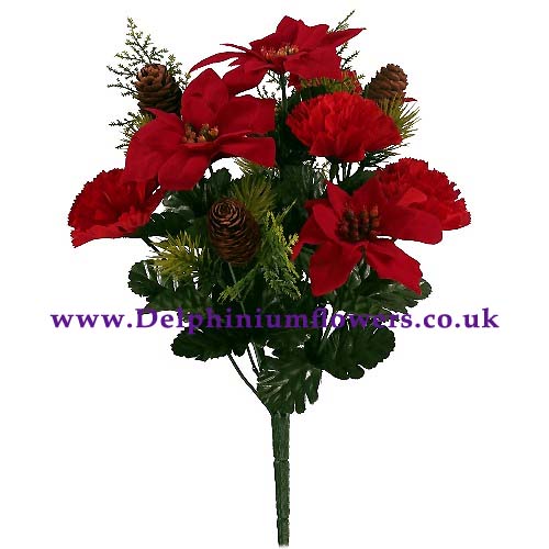 Christmas Cemetary Grave Flowers - Reds